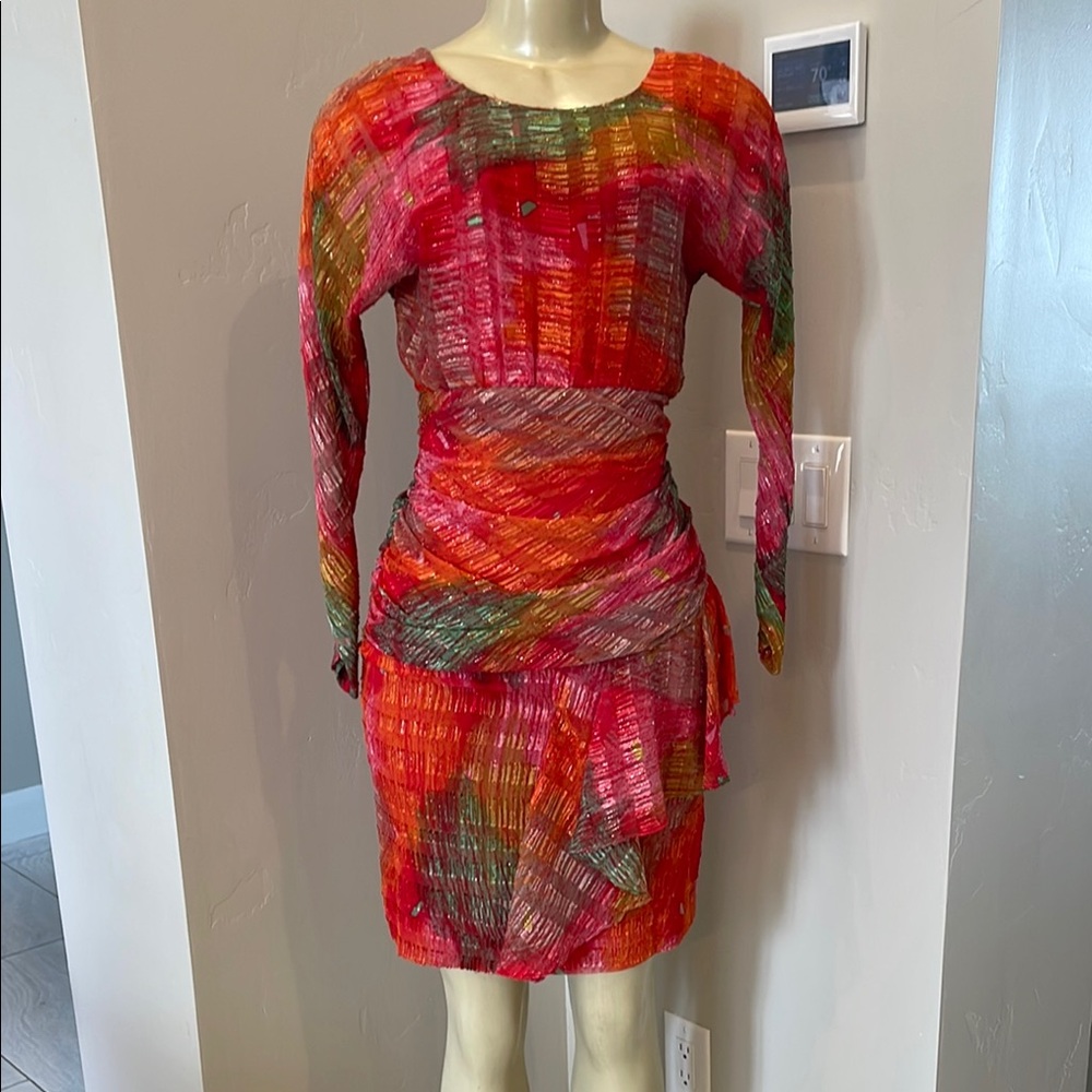 Eva Brazzi Multicolor Women's long sheer sleeve Dress size 4